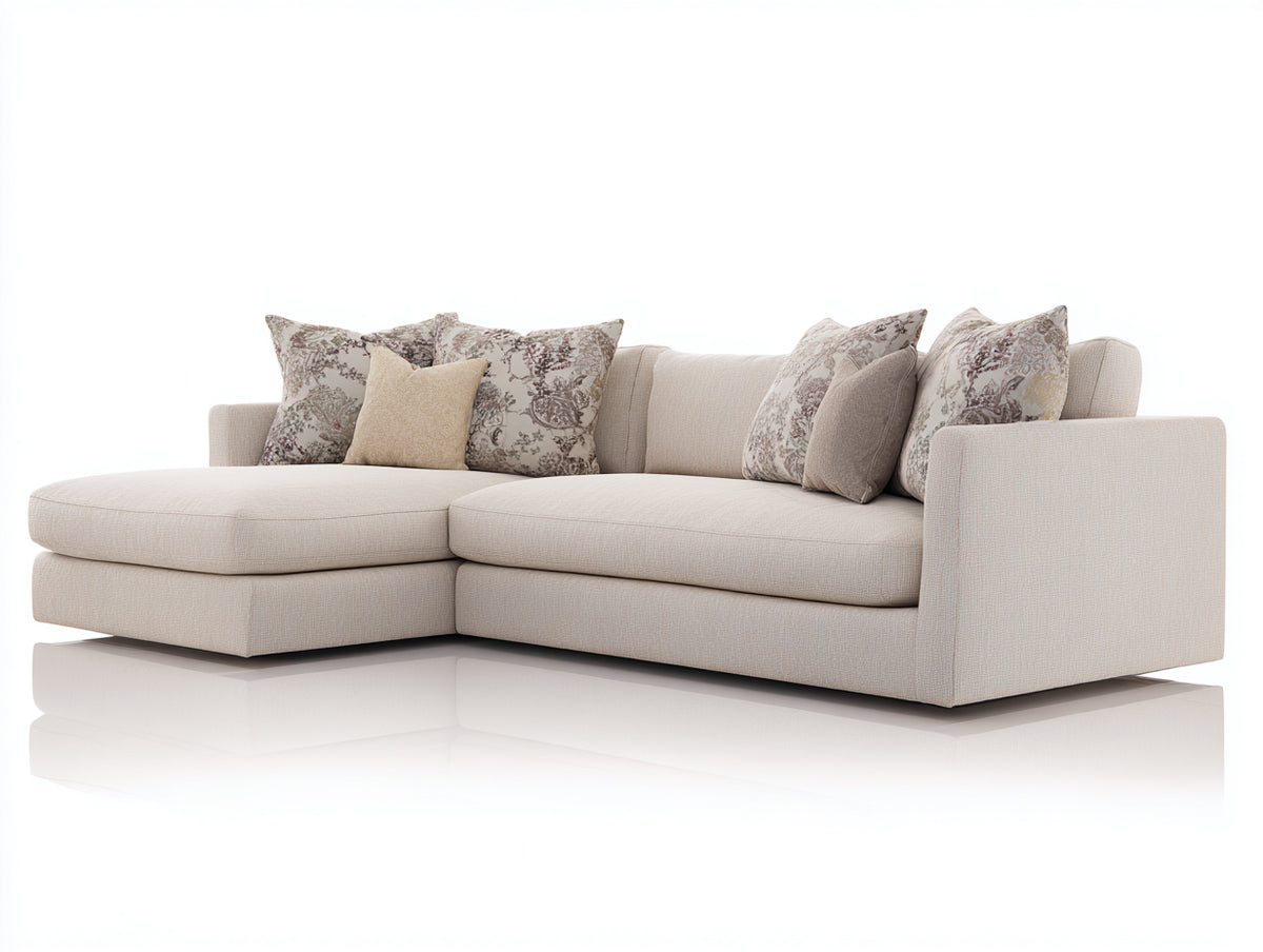 Divano angolare - Tessuto - 255x170x85 cm - Beige chiaro - Design contemporaneo