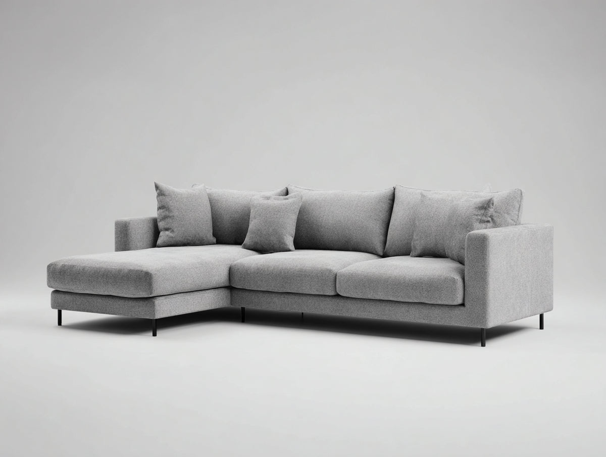 Divano angolare - Tessuto-Metallo - 288x168x86 cm - Grigio chiaro - Stile contemporaneo