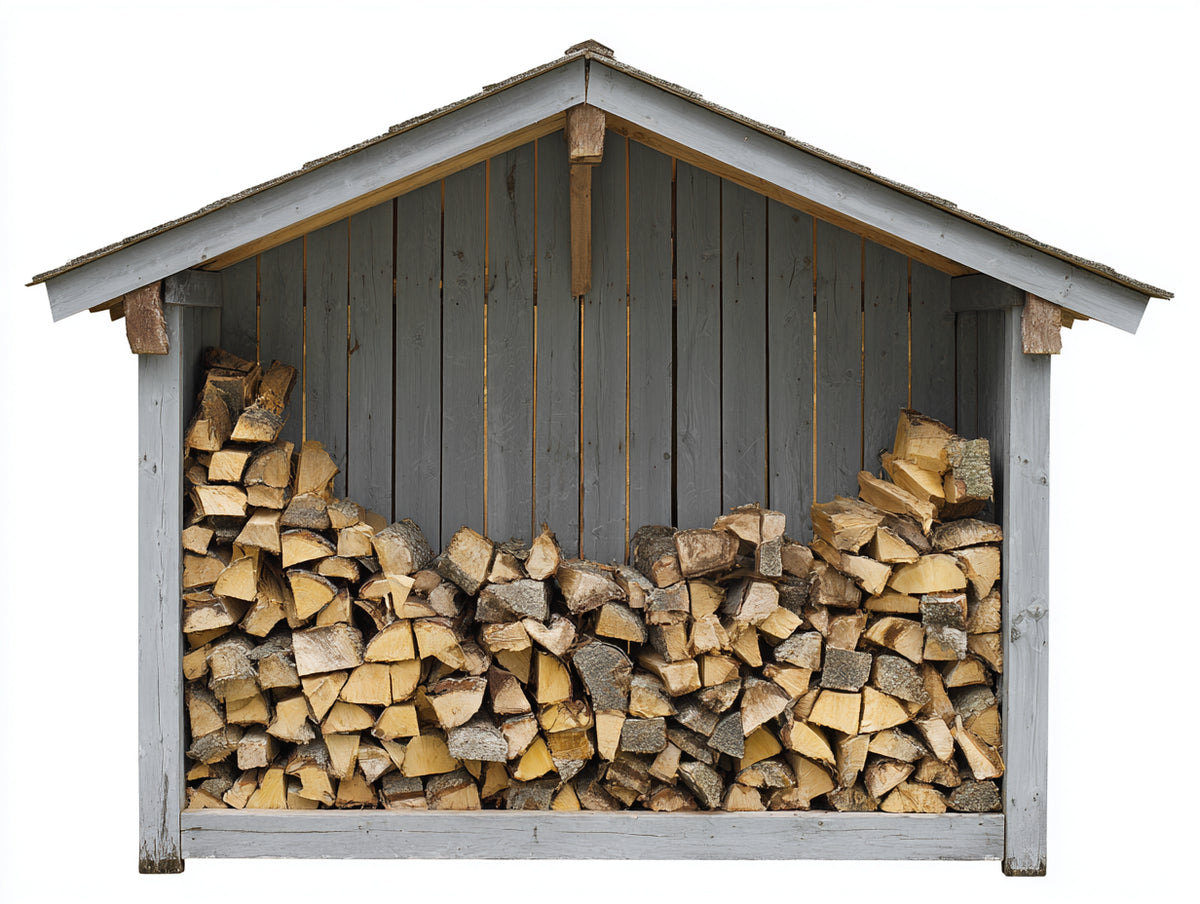 Portalegna-Legno-Guaina bituminosa-230x95x185 cm-Grigio-Bianco-Legno naturale-Stile rustico con tetto a due falde