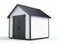 Casetta da giardino-Legno-Metallo-200x160x210 cm-Bianco-Nero-Stile contemporaneo con tetto a due falde