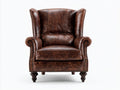 Poltrona - Pelle-Legno - 92x90x111 cm - Marrone - Stile classico vintage