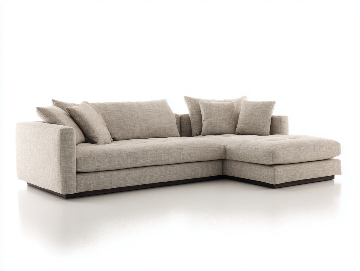 Divano angolare - Tessuto-Legno - 300x180x85 cm - Beige chiaro - Stile contemporaneo