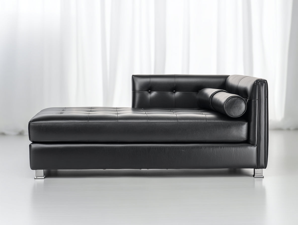Chaise longue-Similpelle-Metallo-188x84x78 cm-Nero-Stile moderno minimalista