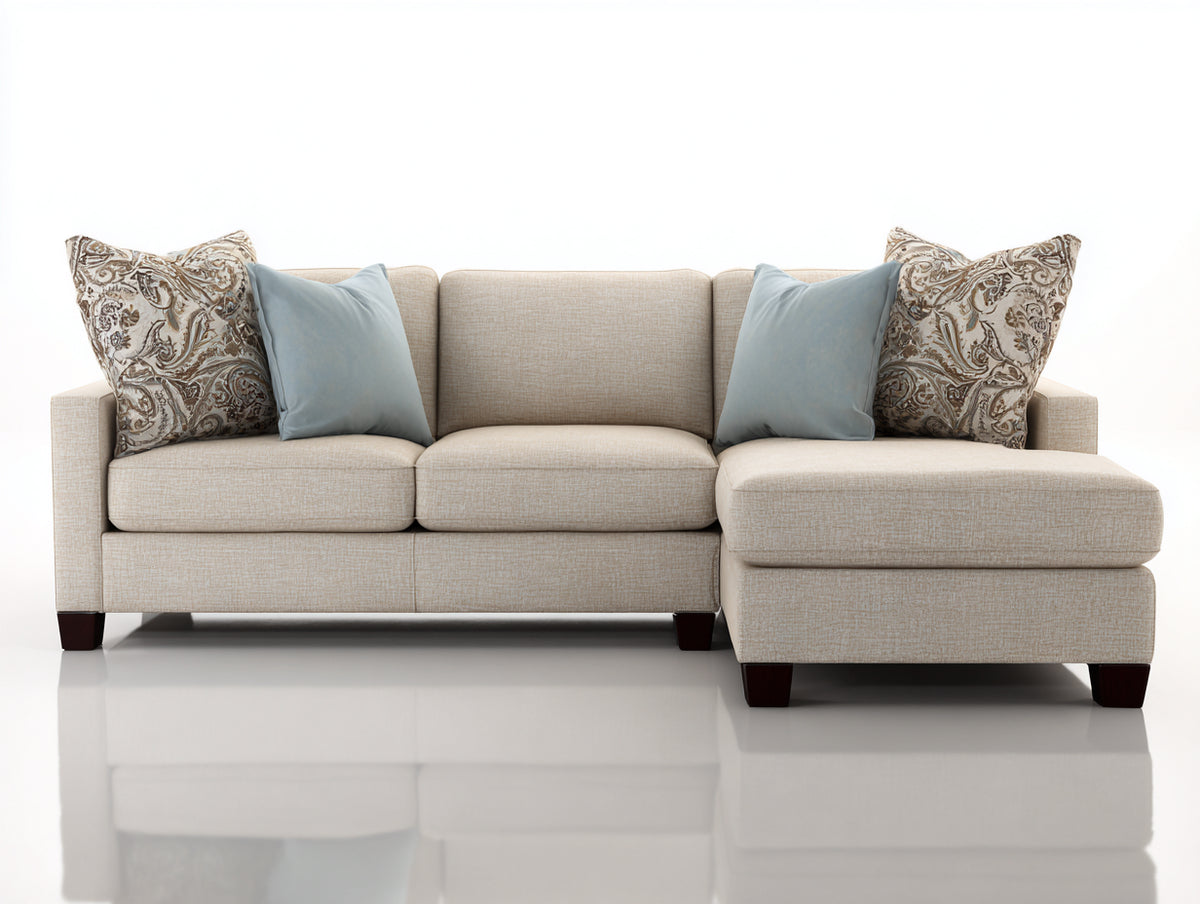 Divano angolare - Tessuto-Legno - 245x160x85 cm - Beige chiaro - Design moderno