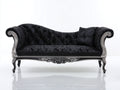 Chaise longue-Velluto-Legno-186x80x90 cm-Nero-Argento-Stile barocco capitonné