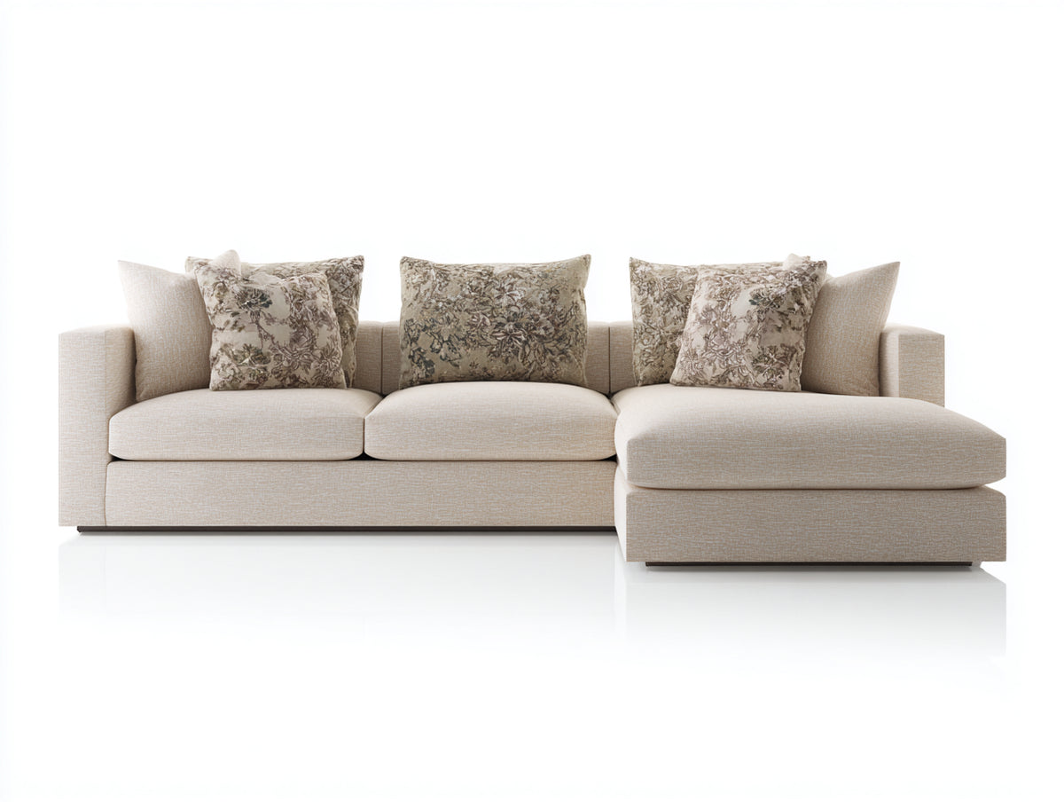 Divano angolare - Tessuto - 260x165x84 cm - Beige chiaro - Stile moderno