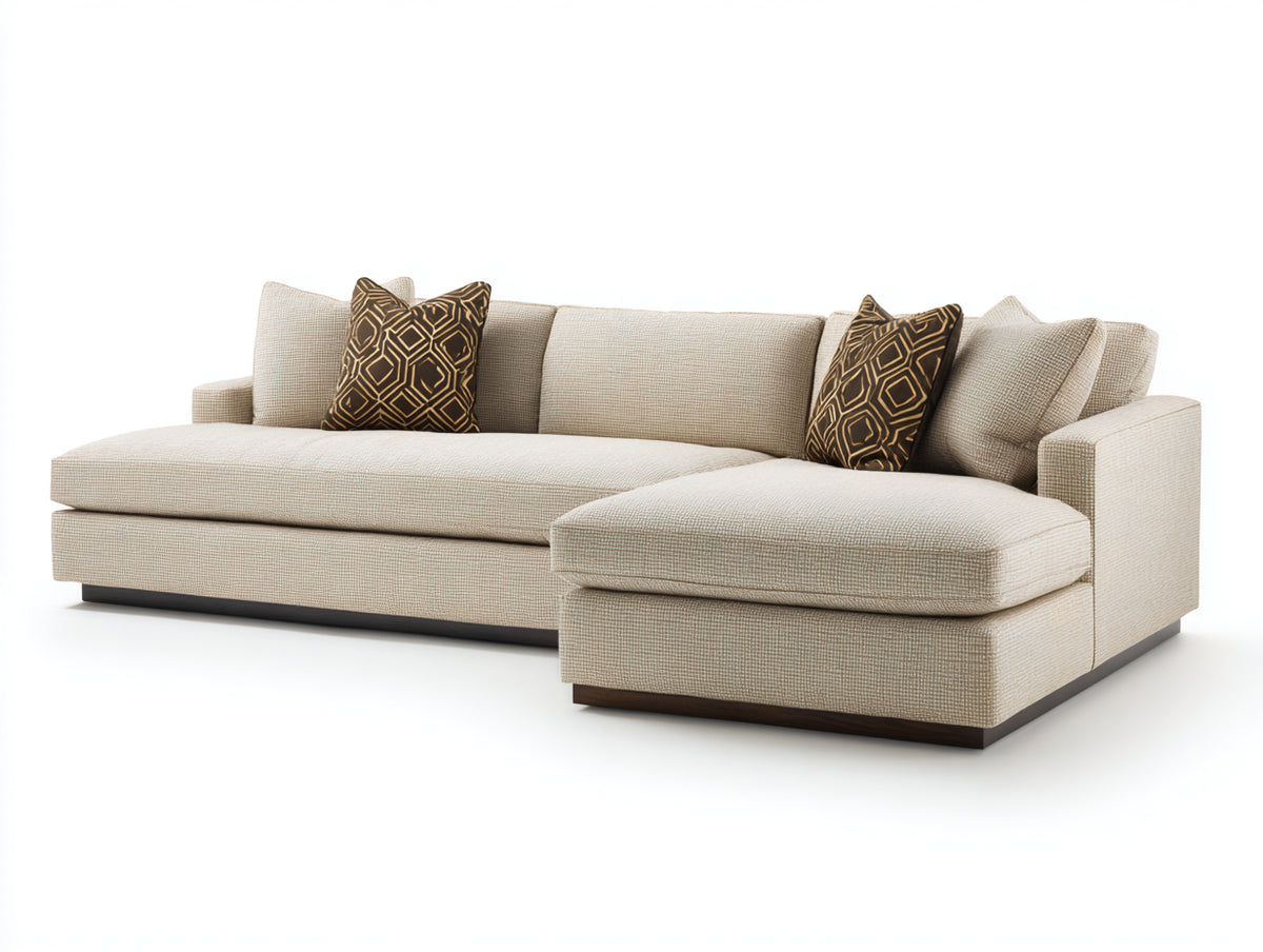 Divano angolare - Tessuto-Legno - 275x170x86 cm - Beige chiaro - Stile contemporaneo