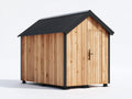 Casetta da giardino-Legno-Metallo-180x140x215 cm-Legno naturale-Nero-Stile moderno con tetto a due falde