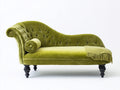 Chaise longue-Velluto-Legno-180x72x86 cm-Verde oliva-Stile classico capitonné