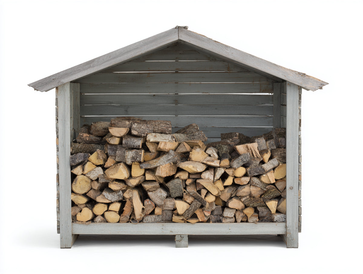 Portalegna-Legno-200x85x175 cm-Grigio-Stile rustico con tetto a due falde