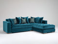 Divano angolare - Tessuto-Legno - 290x175x88 cm - Blu petrolio - Stile contemporaneo
