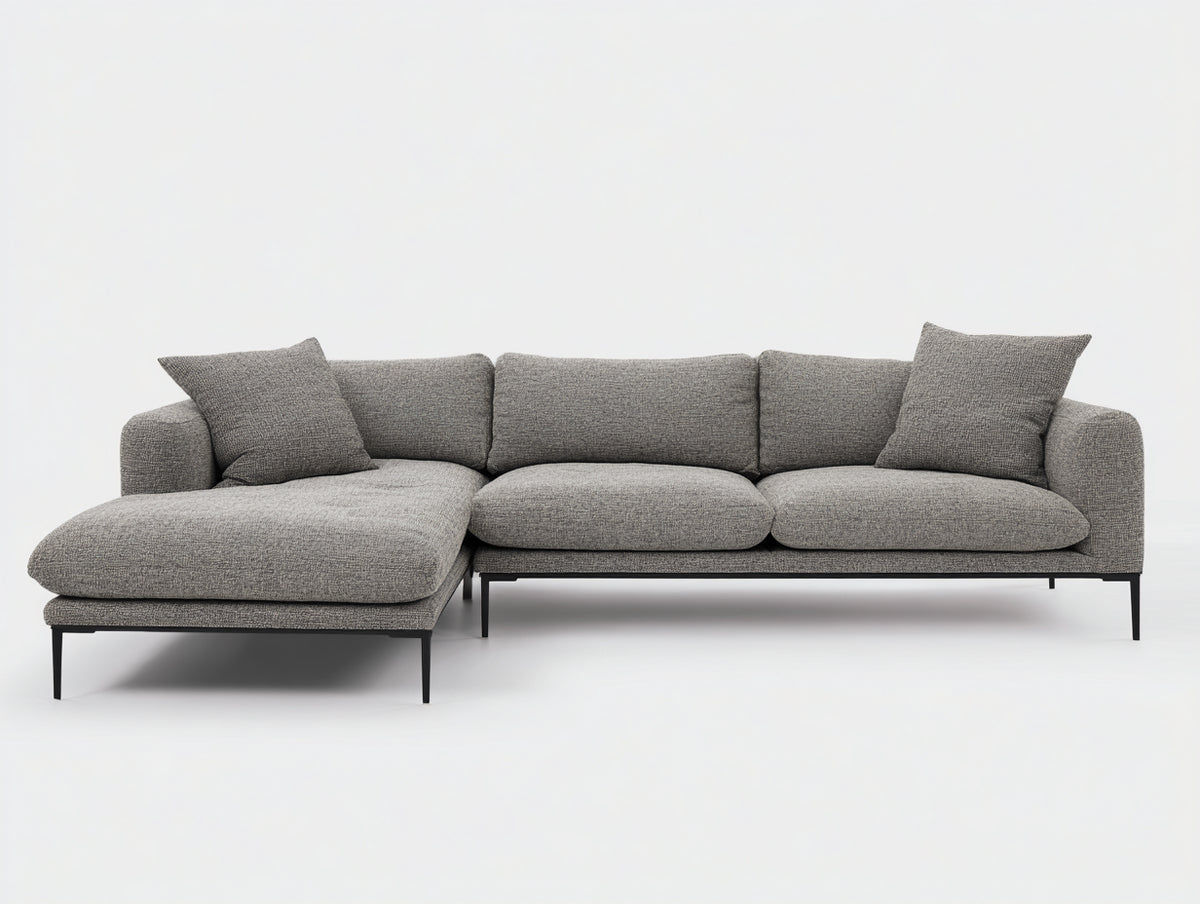 Divano angolare - Tessuto-Metallo - 300x175x85 cm - Grigio medio - Stile moderno