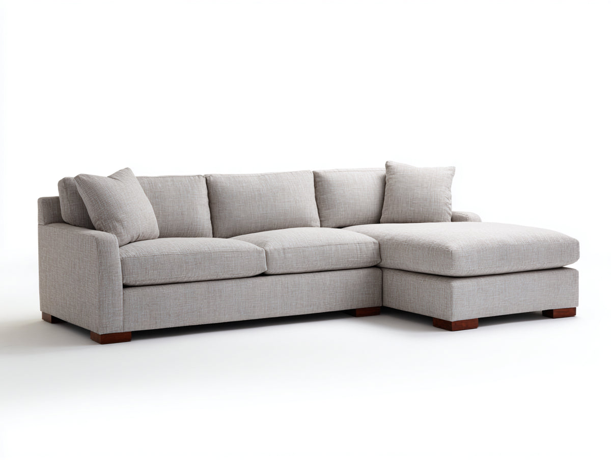 Divano angolare - Tessuto-Legno - 285x170x87 cm - Grigio chiaro - Stile contemporaneo