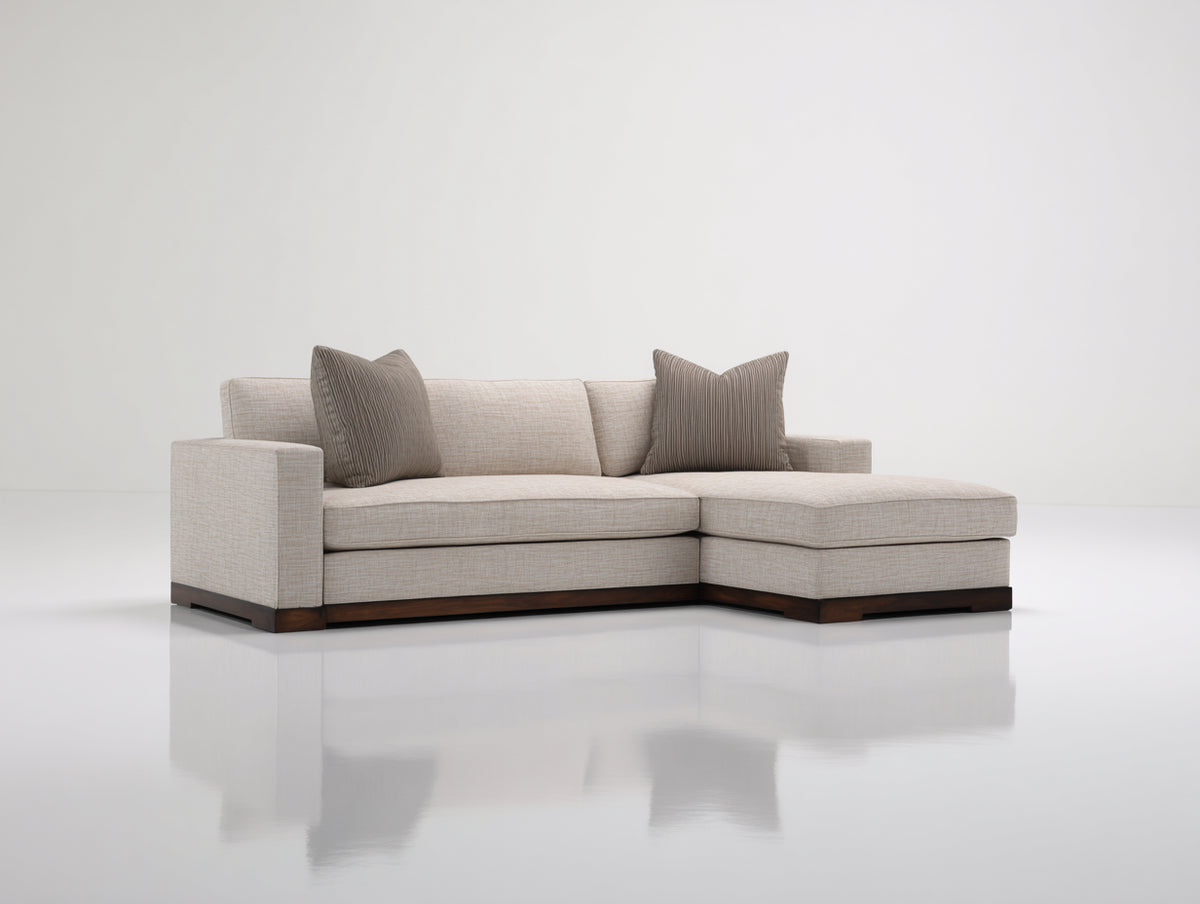 Divano angolare-Tessuto-Legno-275x160x80 cm-Beige-Stile moderno minimalista