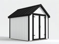 Casetta da giardino-Legno-Metallo-180x150x220 cm-Bianco-Nero-Stile moderno con tetto a due falde